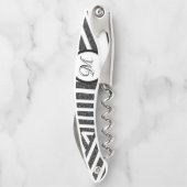 Zwart wit glitter Geometric Striped Kurkentrekker (Achterkant)