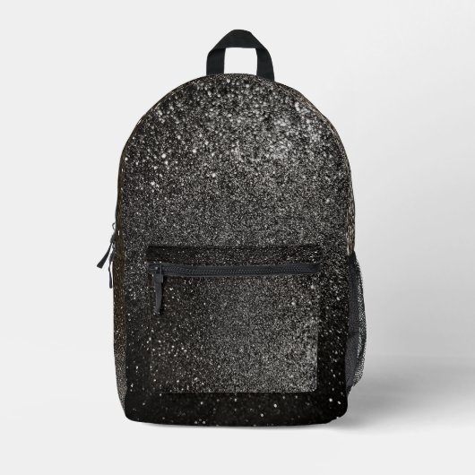 Zwart-wit Glitter Gothic Glam Sparkly School Bedrukte Rugzak (Voorkant)