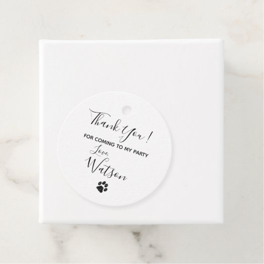 Zwart wit glitter Paw afdrukken Bedankjes Labels (In situ)