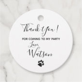 Zwart wit glitter Paw afdrukken Bedankjes Labels (Voorkant)