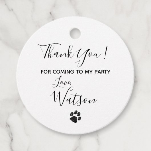 Zwart wit glitter Paw afdrukken Bedankjes Labels (Voorkant)