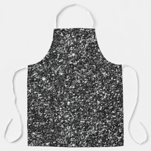 Zwart-wit Glitter Schort (Voorkant)