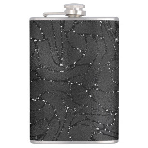 Zwart-wit glitterachtige luxe achtergrond heupfles