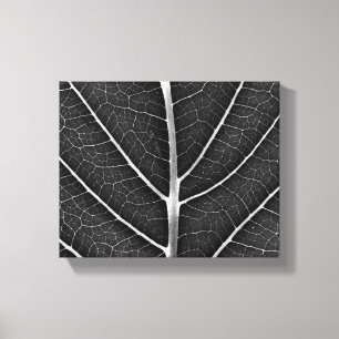 Zwart-wit gloeiend blad close-up canvas afdruk