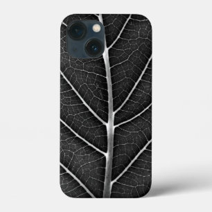 Zwart-wit gloeiend blad close-up iPhone 13 mini hoesje