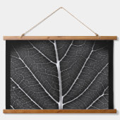 Zwart-wit gloeiend blad close-up hangend wandkleed (Voorkant)