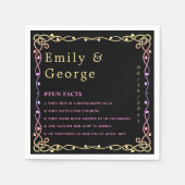 Zwart-Wit Glow Neon Frame Bloem Bruiloft Servet (Voorkant)