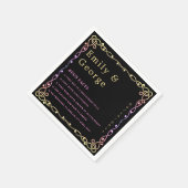 Zwart-Wit Glow Neon Frame Bloem Bruiloft Servet (Hoek)