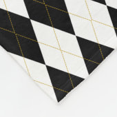 Zwart | wit | Gold Argyle Pattern Fleece Deken (Hoek)