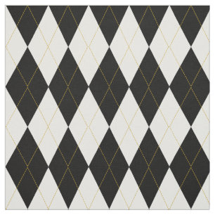 Zwart wit Gold Argyle Pattern Stof