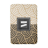 Zwart-wit Golden Zee Ocean Waves Monogram Badmat (Voorkant Verticaal)