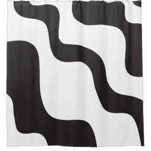 Zwart & Wit Golf Abstract Moderne Kunst Chic Douchegordijn