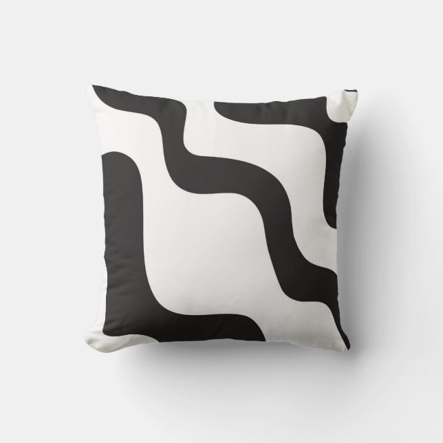 Zwart & Wit Golf Abstract Moderne Kunst Chic Kussen (Voorkant)