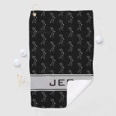 Zwart-Wit Golfer Man Silhouet Monogram Golfhanddoek (Insitu)