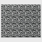 Zwart-wit golvend op kunst, cadeaupapier (Vlak)