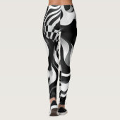 Zwart-wit golvend op kunst, leggings (Achterkant)