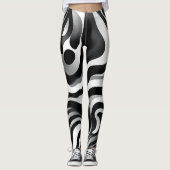 Zwart-wit golvend op kunst, leggings (Voorkant)