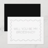 Zwart-wit golvende bruidsmeisje voorstel Kaart (Voorkant / Achterkant)