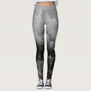 Zwart-wit golvende wolken actieve draag yoga leggings