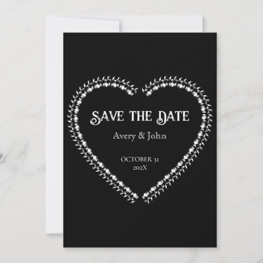 Zwart-wit Gotisch Minimalistisch Save The Date Kaart (Voorkant)