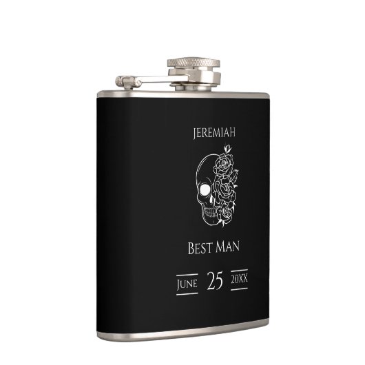 Zwart-wit Gotische Bruiloft Beste Man Heupfles (Rechts)