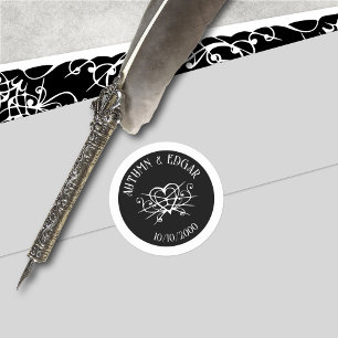 Zwart Wit Gotische Bruiloft Ronde Sticker