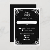 Zwart Wit Gotische Bruiloft RSVP Kaartje (Voorkant / Achterkant)