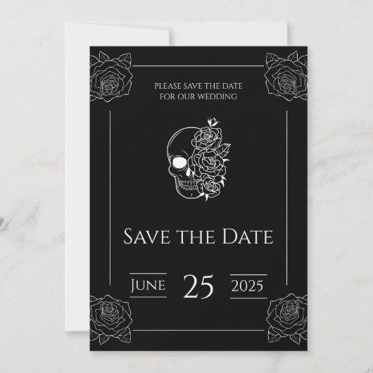 Zwart-wit gotische bruiloft Save the Date (Voorkant)