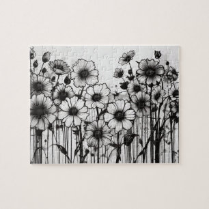 Zwart-wit gotische Daisy Patch Legpuzzel