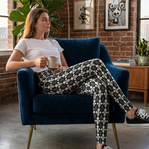Zwart & Wit Gotische Fleur-de-Lis Leggings