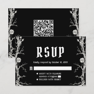 Zwart-Wit Gotische Halloween Skeletten Bruiloft RSVP Kaartje