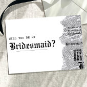 Zwart-wit gotische rep bruidsmeisje voorstel kaart