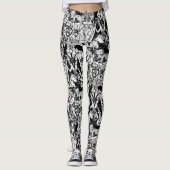 Zwart-wit Gotische Victoriaans Gothic Baphomet Leggings (Voorkant)