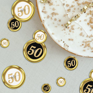 Zwart & Wit Goud 50 Vijftig jaar 50ste verjaardag Confetti