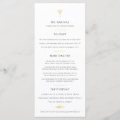 Zwart wit goud blad ovaal monogram bruiloft menu (Achterkant)