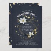 Zwart Wit & Goud Bloemen Bruiloft Verlovingsfeest Kaart (Voorkant / Achterkant)