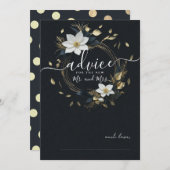 Zwart Wit Goud Bloemen Krans Bruiloft Advies Kaart (Voorkant / Achterkant)