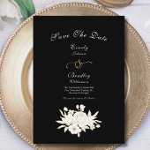 Zwart Wit Goud Bloemen Rozen Elegant Traditioneel Save The Date