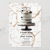 Zwart & Wit Goud Bloemen Tier Cake Vrijgezellenfee Kaart (Voorkant / Achterkant)