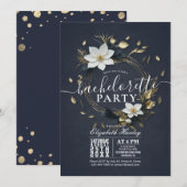 Zwart Wit Goud Bloemenkrans Bachelorette Party Kaart (Voorkant / Achterkant)