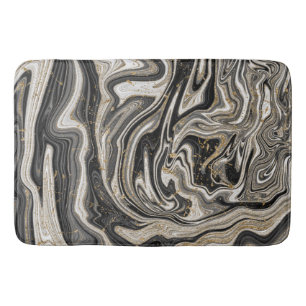 Zwart Wit & Goud Chique Spiraal Modern Abstract Badmat