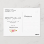 Zwart Wit Goud Confetti Blush Bloemen Dank u Briefkaart (Achterkant)