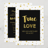 Zwart Wit Goud Confetti Gelofte Vernieuwing Uitnod Kaart (Voorkant / Achterkant)