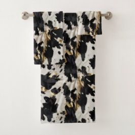 Zwart Wit Goud Cowgirl Koeienhuid Bad Handdoek