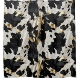 Zwart Wit Goud Cowgirl Koeienhuid Douchegordijn