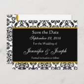 Zwart Wit Goud Damask Save Date Briefkaart (Voorkant / Achterkant)