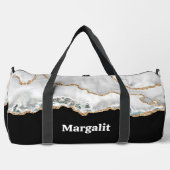 Zwart-wit Goud Faux Glitter Agaat Groot Plunjezak (Voorkant)