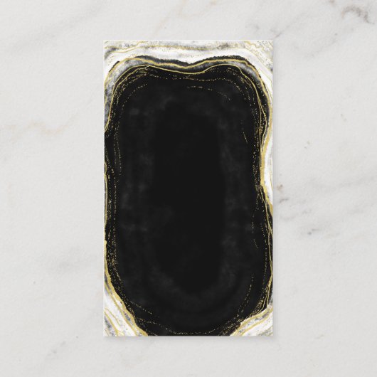 Zwart Wit & Goud Geode Agaat Bruiloft Details Informatiekaartje (Achterkant)
