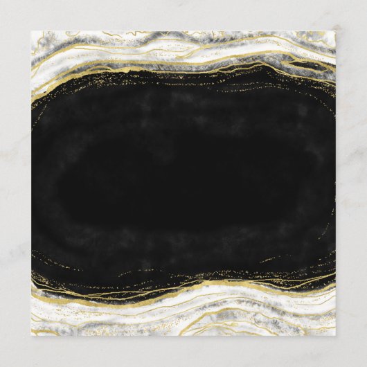Zwart Wit & Goud Geode Agaat Slice Vierkant Diner Menu (Achterkant)