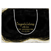 Zwart Wit & Goud Geode Gefeliciteerd Bruiloft Groot Cadeauzakje (Voorkant)